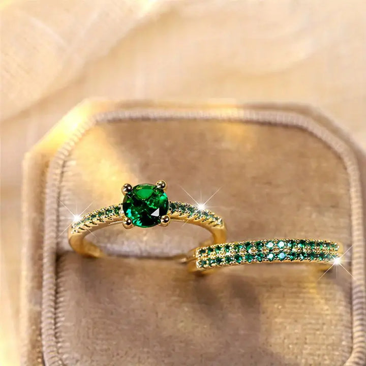 Séréna Emerald Duo Ring Set | Gold
