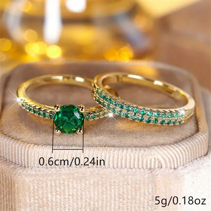 Séréna Emerald Duo Ring Set | Gold