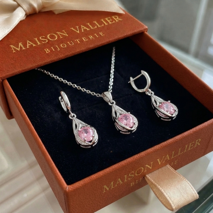 Rosalith Twisted Light Jewellery Set | White Gold
