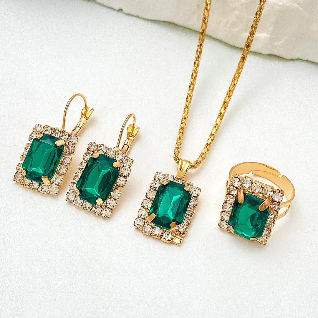 Sylvane Green Veil Jewellery Set | White Gold