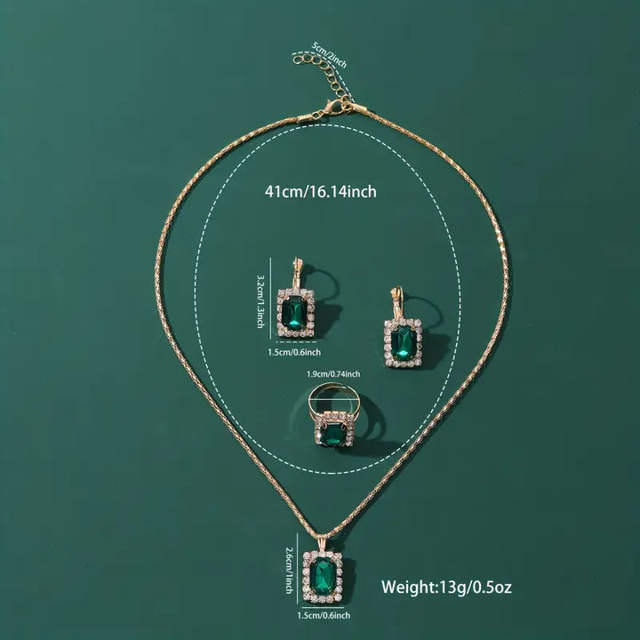 Sylvane Green Veil Jewellery Set | White Gold
