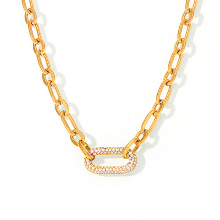 Thick Chain Paved Jewellery Set | Gold