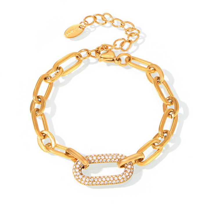 Thick Chain Paved Jewellery Set | Gold