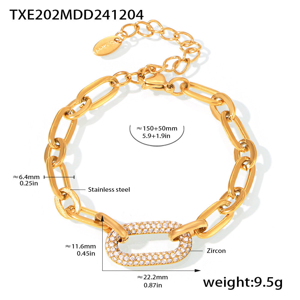 Thick Chain Paved Jewellery Set | Gold
