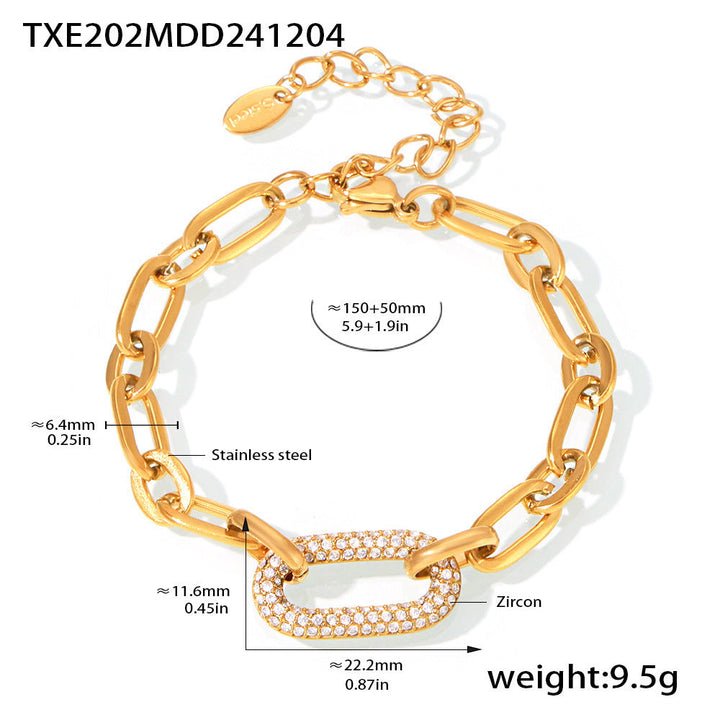 Thick Chain Paved Jewellery Set | Gold