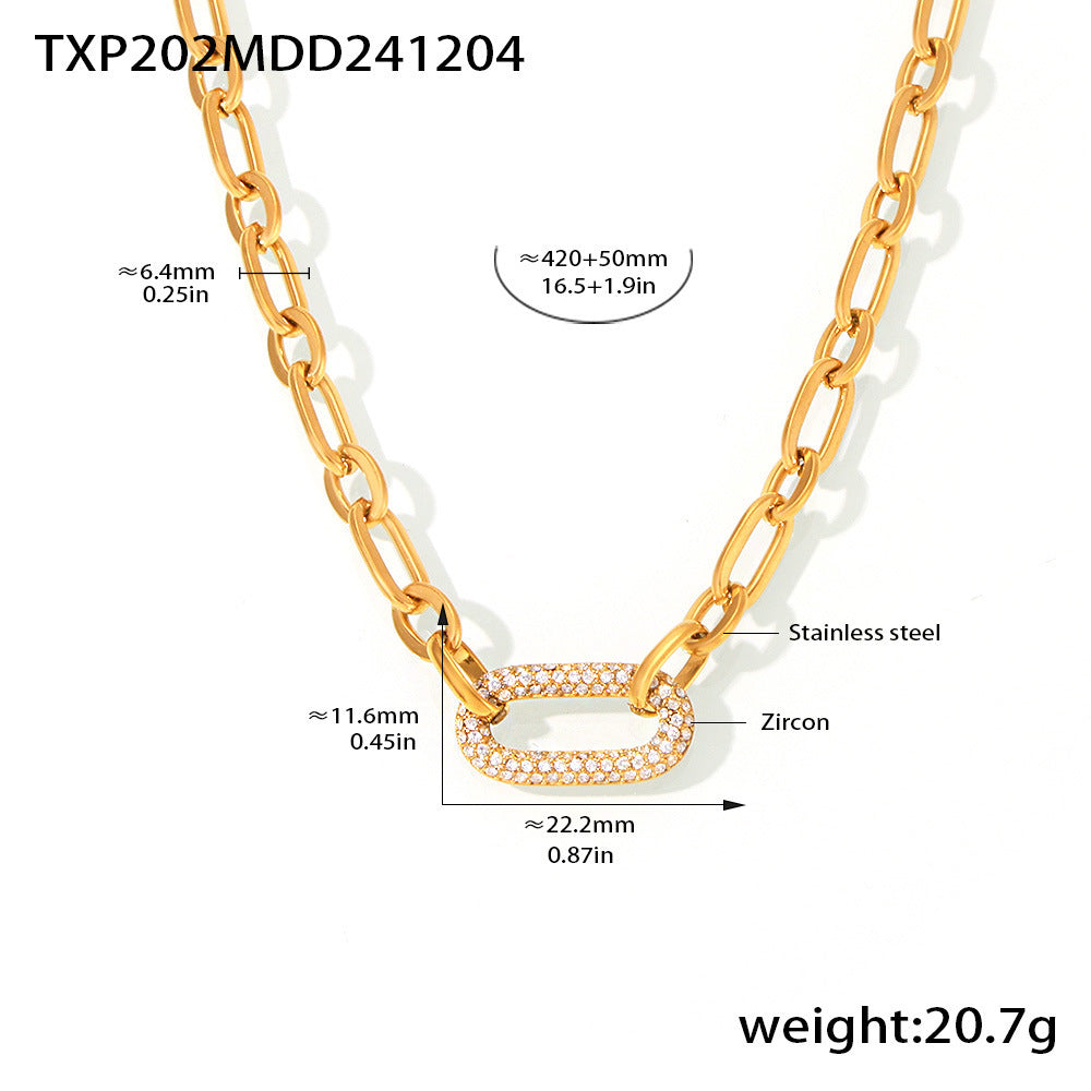 Thick Chain Paved Jewellery Set | Gold