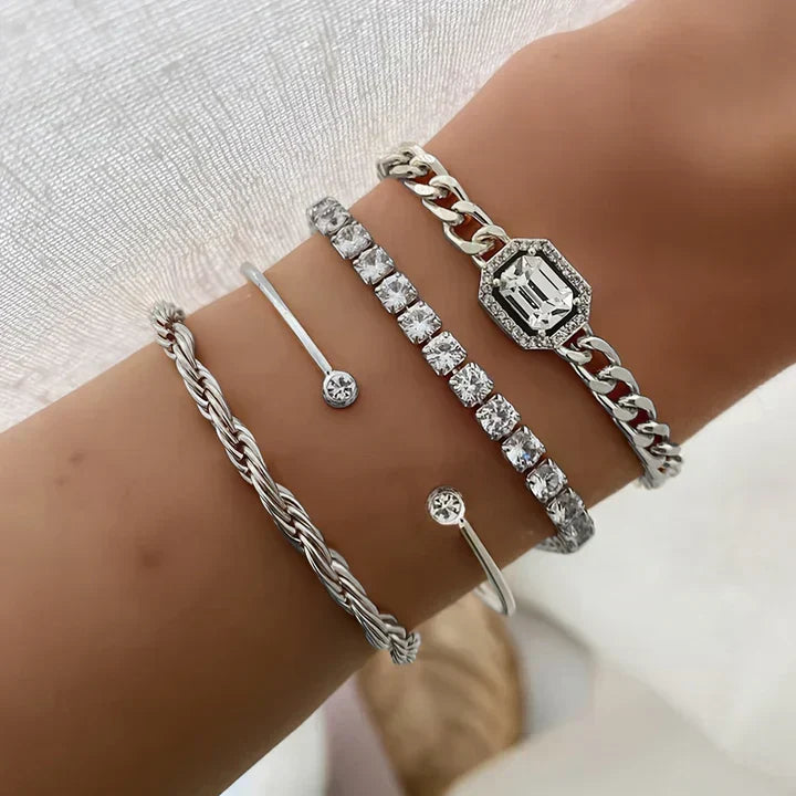 Domitille Calvine Bracelet Set | White Gold