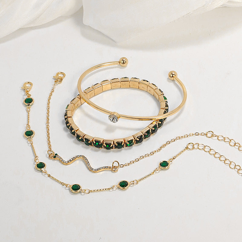 Emerald Glow Bracelet Set | Gold