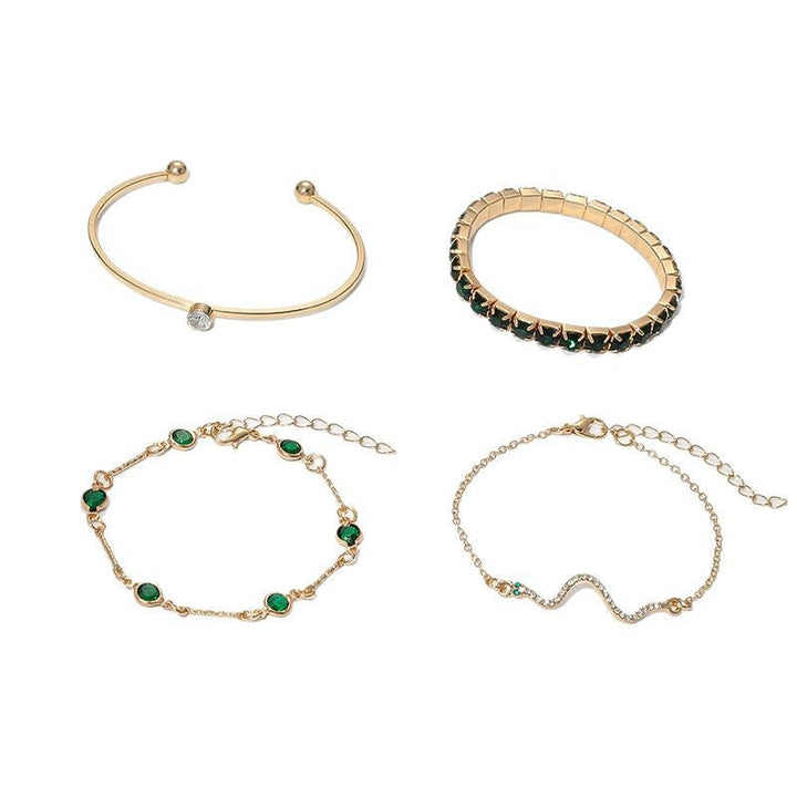 Emerald Glow Bracelet Set | Gold