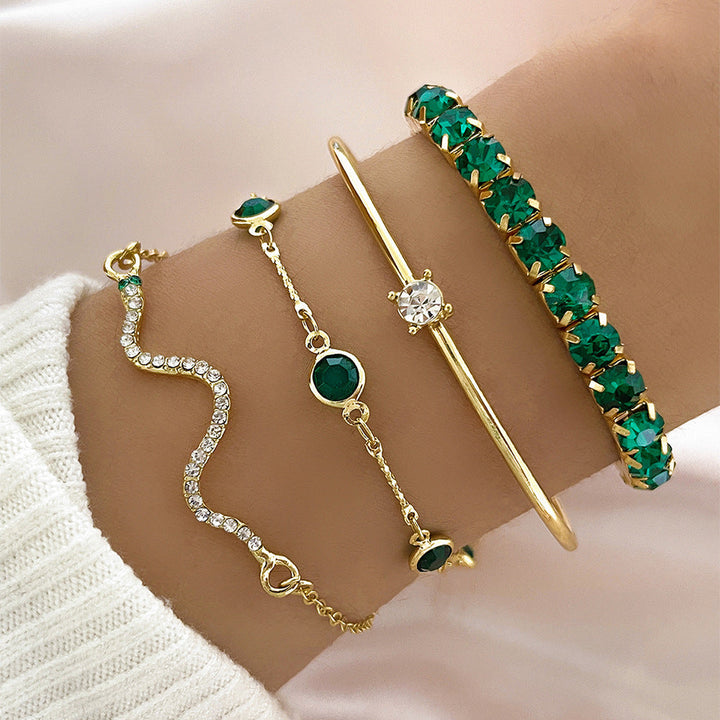 Emerald Glow Bracelet Set | Gold