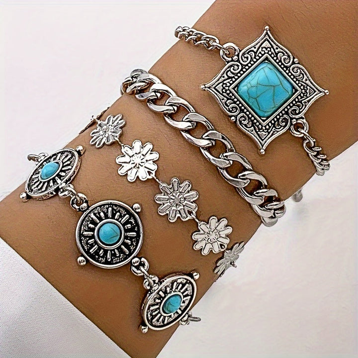 Ensemble de bracelets en pierre arc-en-ciel | Or blanc