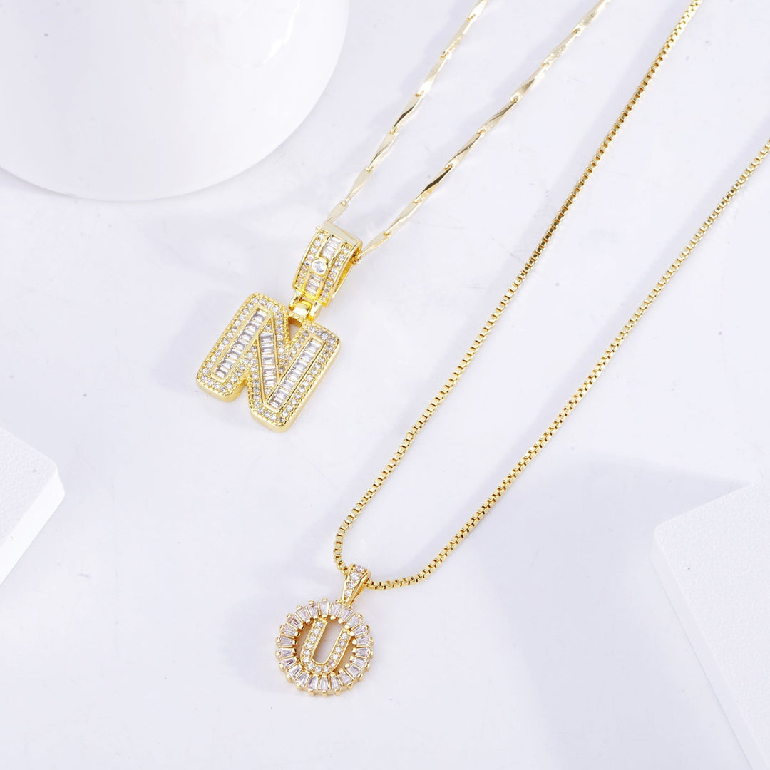 Ensemble de colliers avec initiales | Or blanc