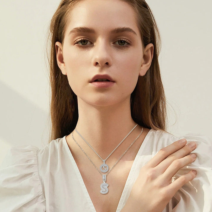 Ensemble de colliers avec initiales | Or blanc