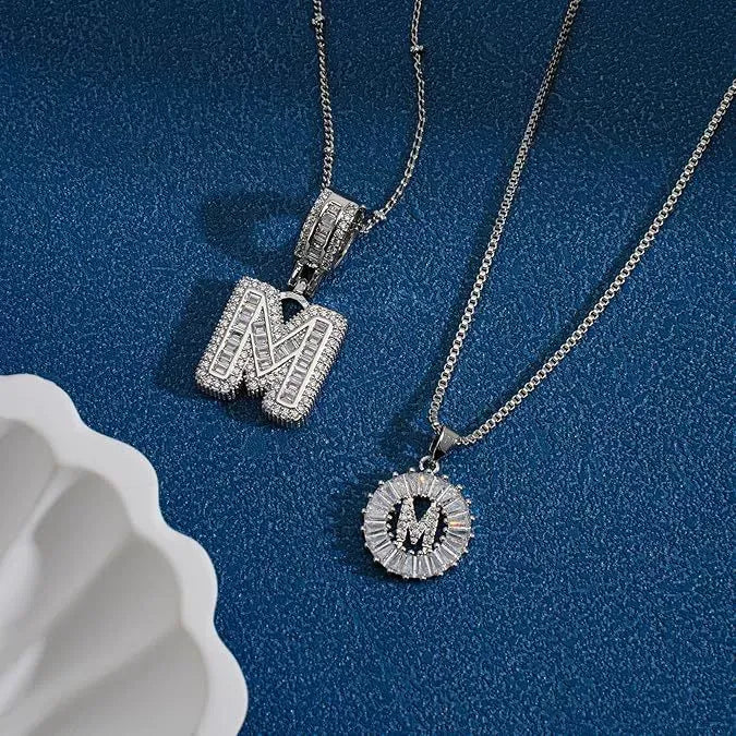 Ensemble de colliers avec initiales | Or blanc
