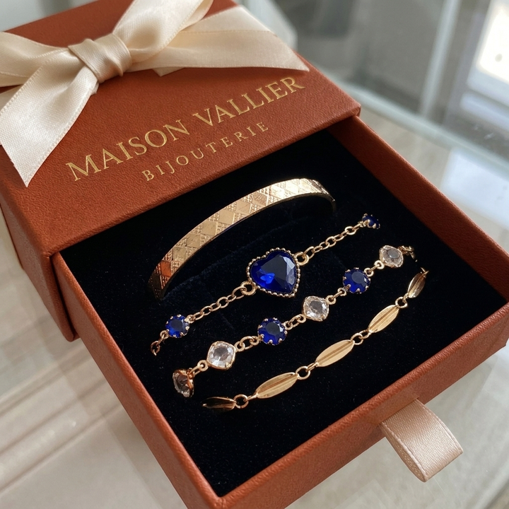 Aveline Nordic Blue Bracelet Set | Gold