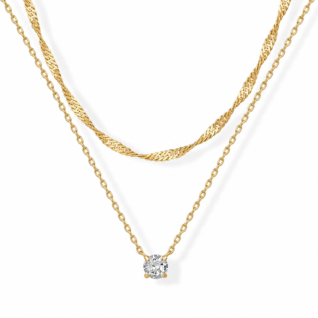 Layered halo necklace | Gold