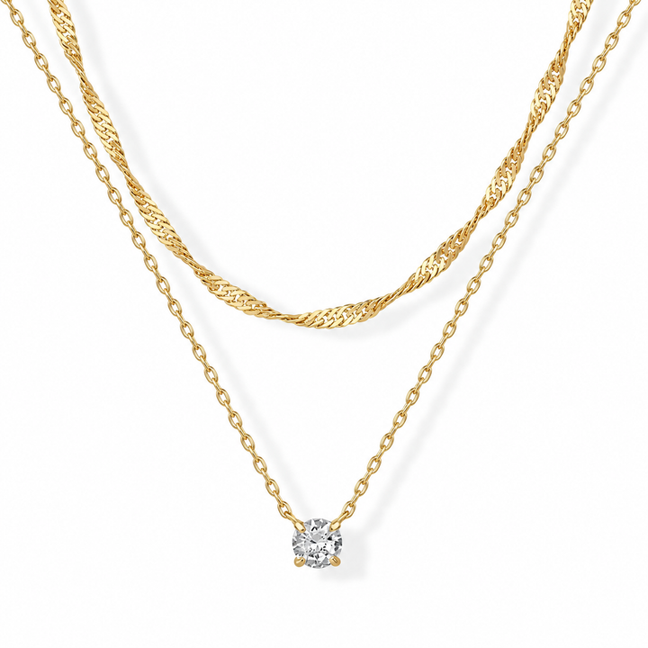 Layered halo necklace | Gold
