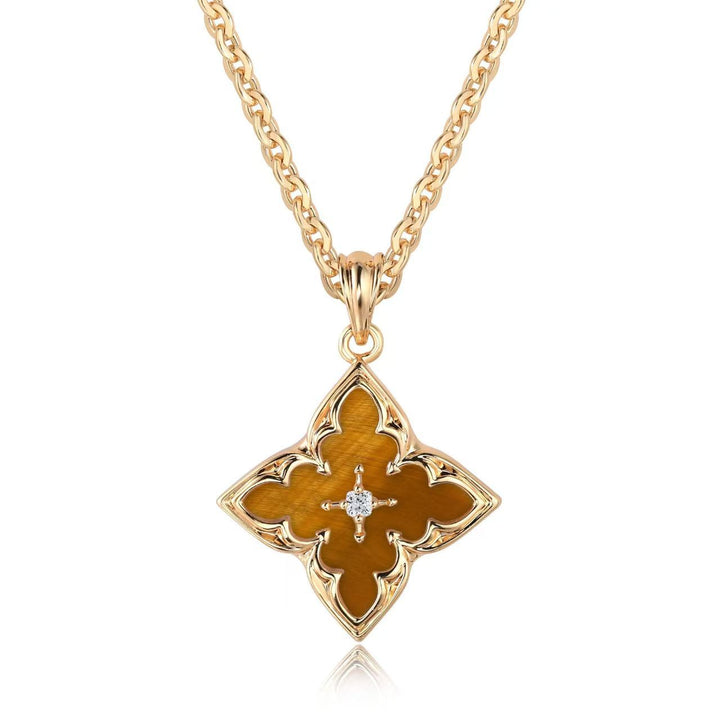 Brown Clover Pendant | Gold