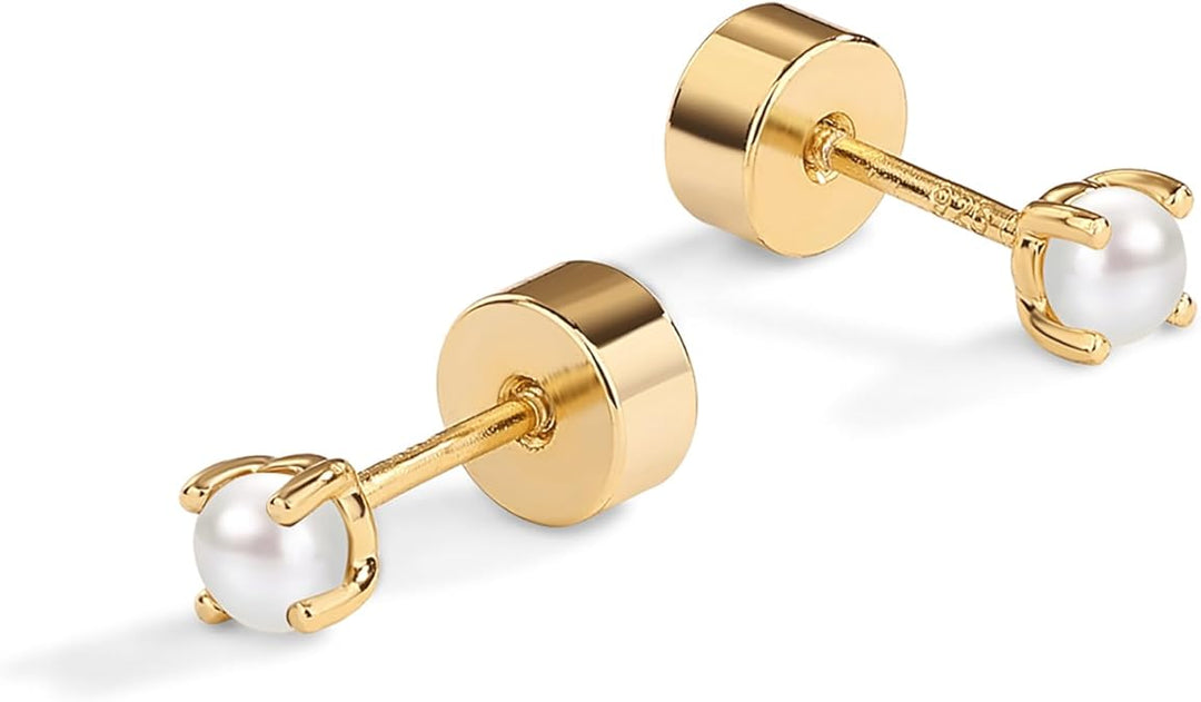 Delicate Pearl Stud Earrings | Gold