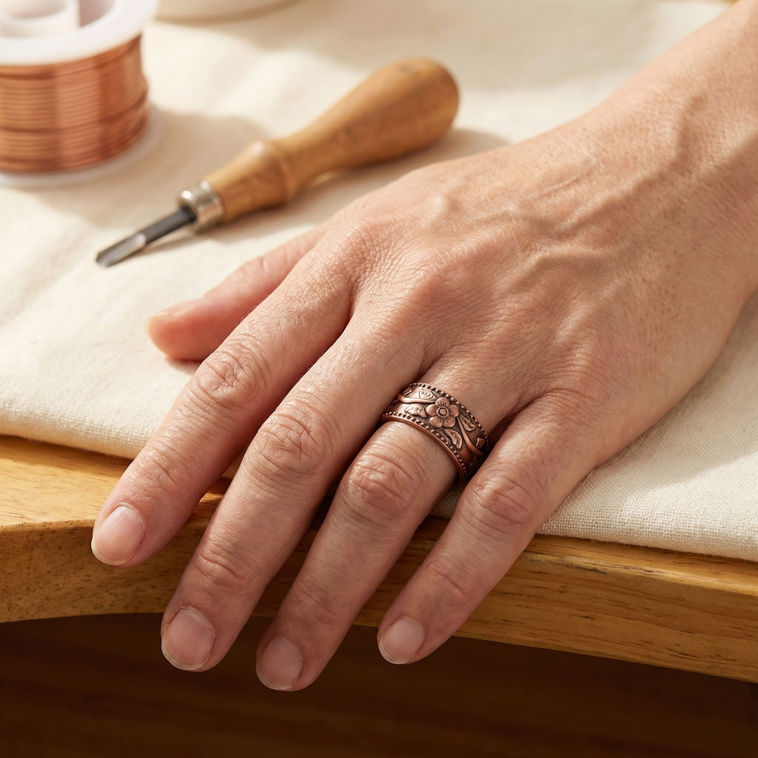 Bague en cuivre Pétale