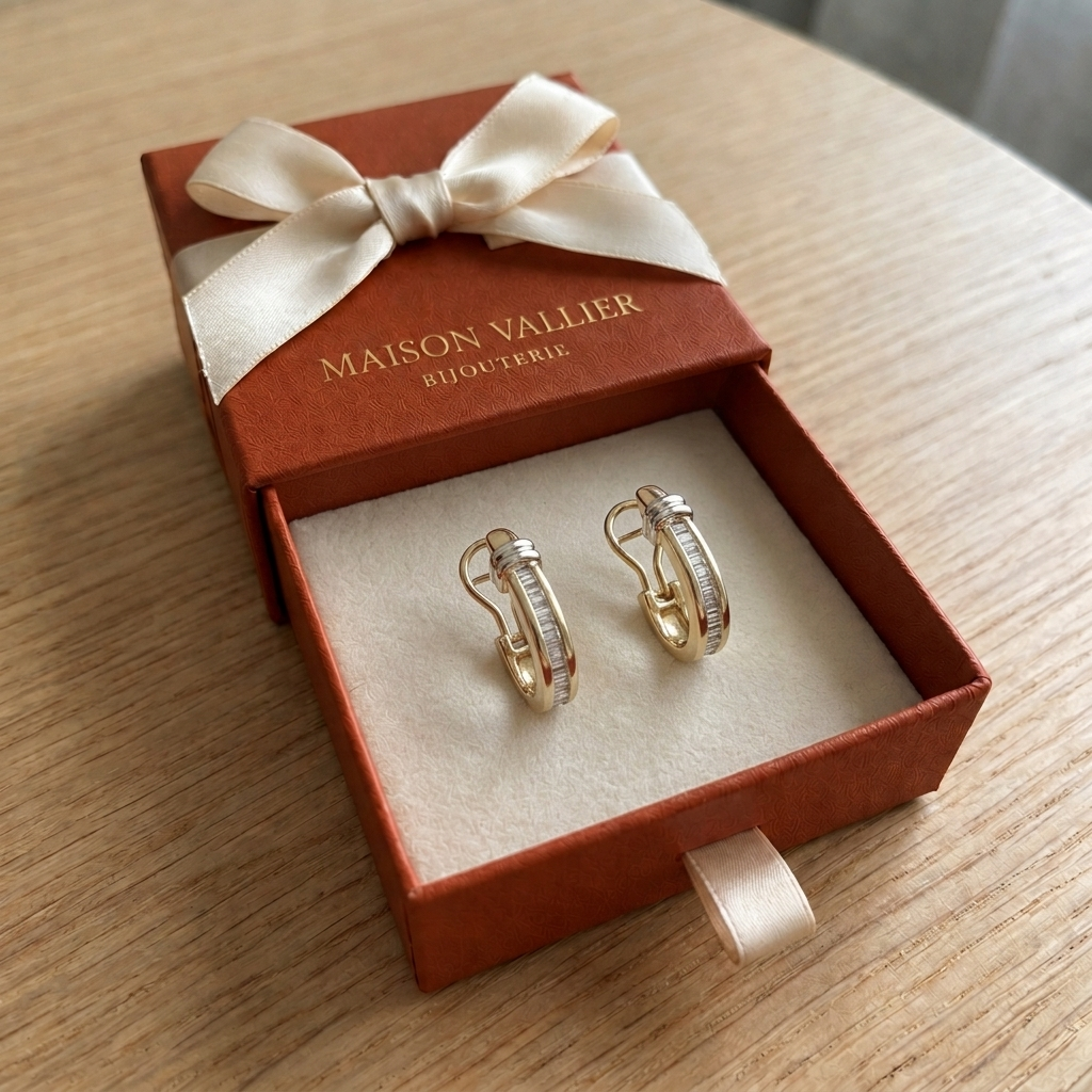 Retro and Diamond Earrings | Gold